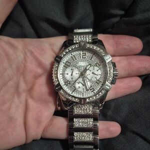 Guess Silver Sparkle Chronograph Watch